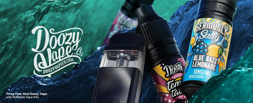 Three Free Doozy E-liquids with selected refillable vape kits!