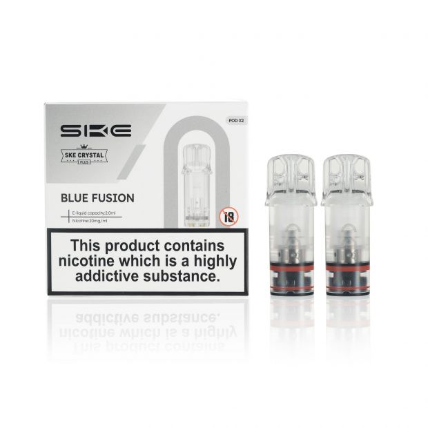 SKE Crystal Plus E-Liquid Pods and box Blue Fusion