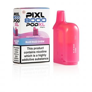 Pixl 8000 Blue Razz Chew pod and box
