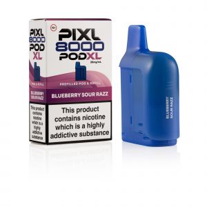 Pixl 8000 Blueberry sour Razz pod and box
