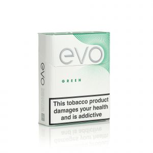 A closed pack of Ploom EVO Green sticks