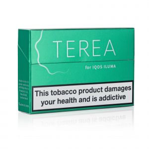 A closed pack of IQOS Terea Green sticks