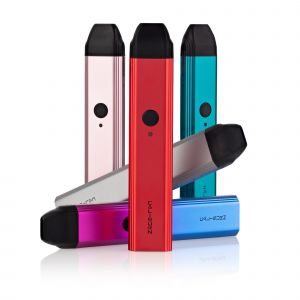 Group photo showing five UWELL Caliburns in a selection of colours