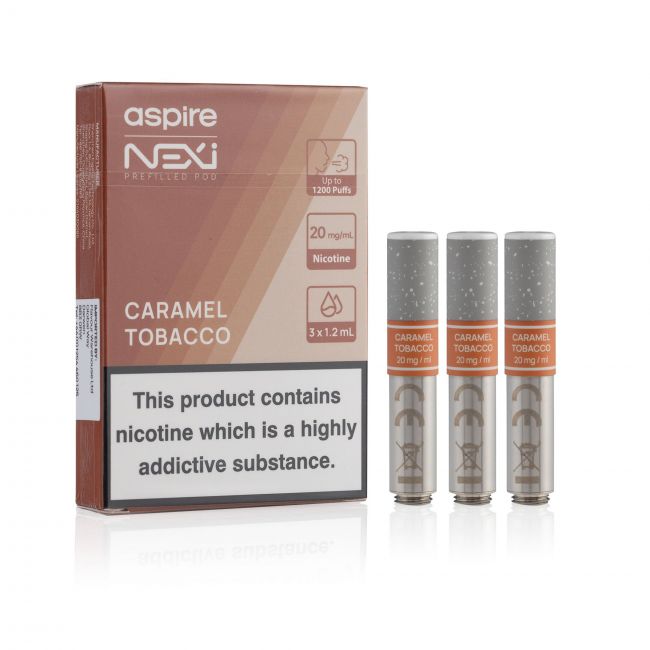 Caramel Tobacco Nexi One Cartridges and box