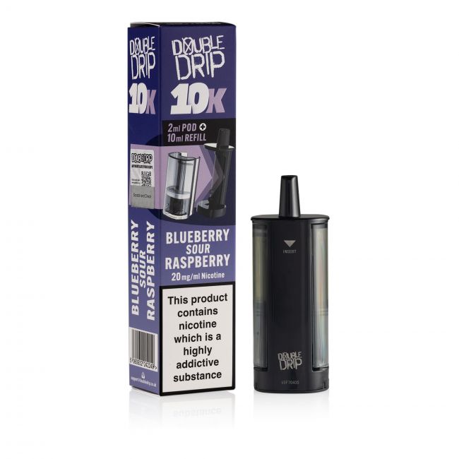 Double Drip 10K Blueberry Sour Raspberry pod & box