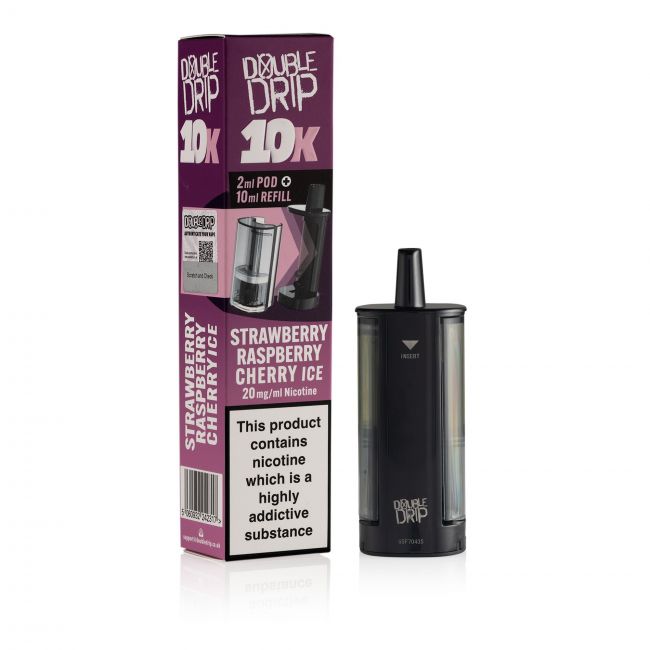 Double Drip 10K Strawberry Raspberry Cherry Ice pod & box