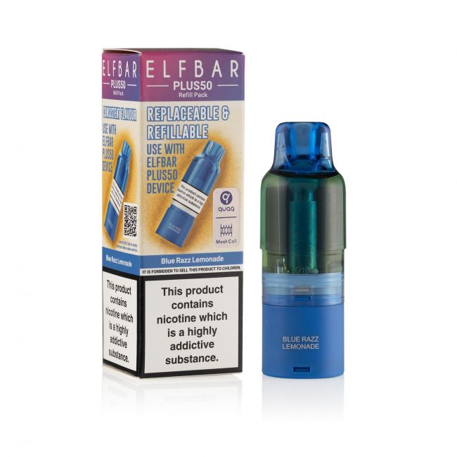 ELFBar-Plus50-Blue Razz Lemonade Pod & box