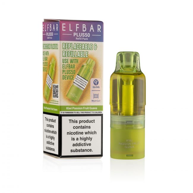ELFBar-Plus50-Kiwi Passion fruit Guava Pod & box