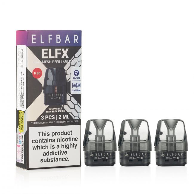 Elf Bar ELFX 0.8ohm pods and box