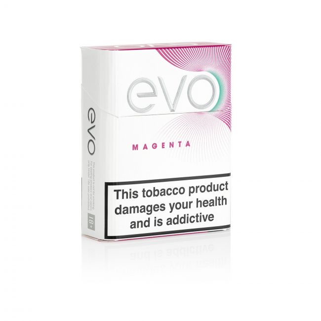 A closed pack of Ploom EVO Magenta sticks