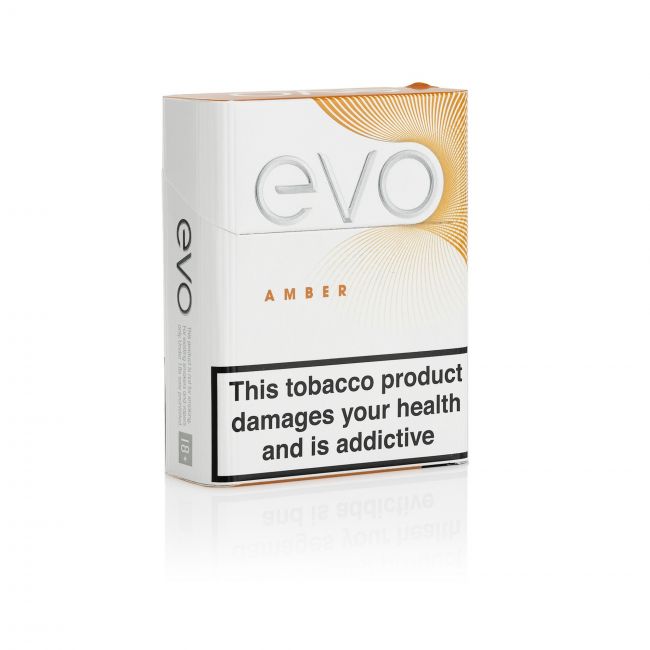 A closed pack of Ploom EVO Amber sticks