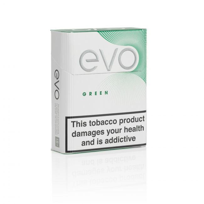 A closed pack of Ploom EVO Green sticks