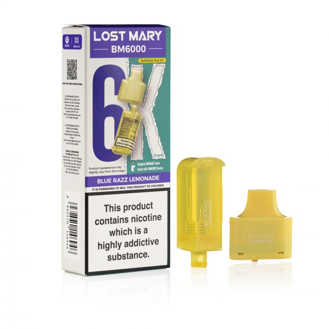 Lost Mary BM6000 Blue Razz Lemonade pod & box