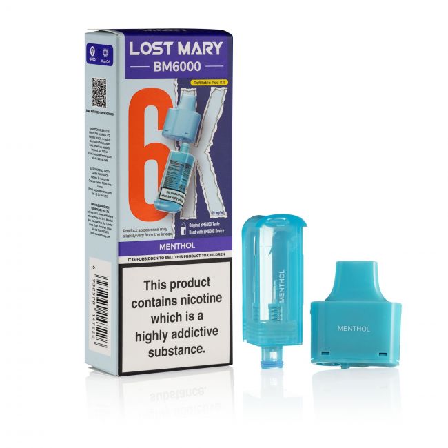 Lost Mary BM6000 Menthol pod & box
