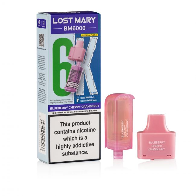 Lost Mary BM6000 Blueberry Cherry Cranberry pods and box.jpg
