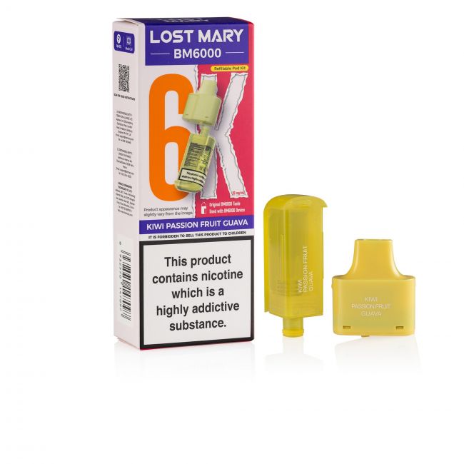 Lost Mary BM6000 Kiwi Passion Fruit pod and box