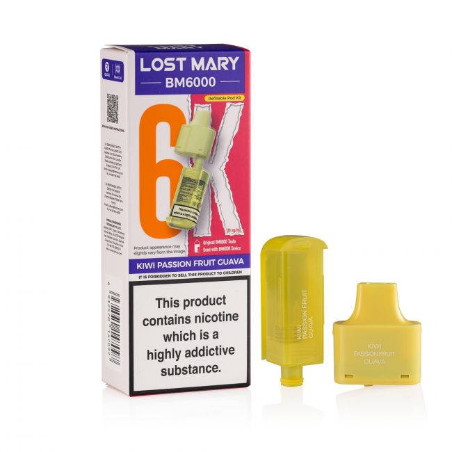 Lost Mary BM6000 Kiwi Passion Fruit pod and box