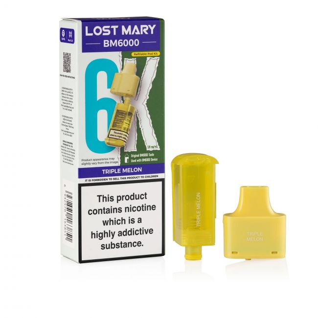 Lost Mary BM6000 Triple Melon pod and box