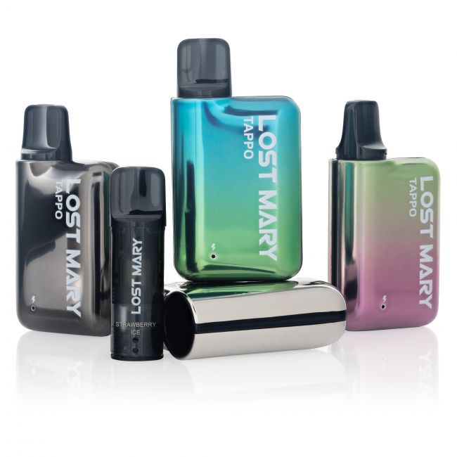 Lost Mary Tappo group of 4 different colours; Dark Bronze, Blue Green, Silver Stainless Steel, Green Pink