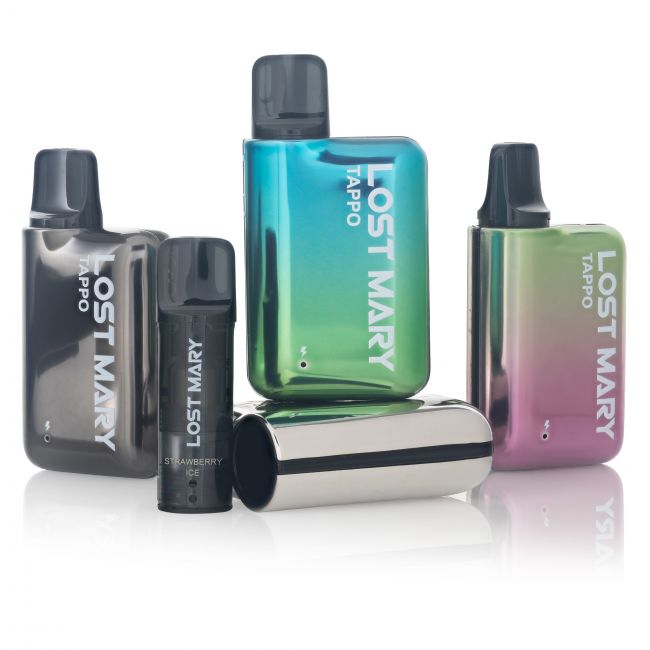 Lost Mary Tappo group of 4 different colours; Dark Bronze, Blue Green, Silver Stainless Steel, Green Pink
