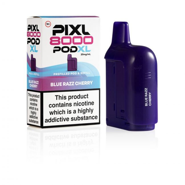 Pixl 8000 Blue Razz Cherry pod and box