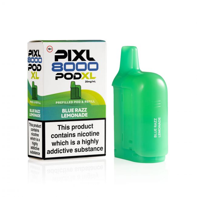 Pixl 8000 Blue Razz Lemonade pod and box