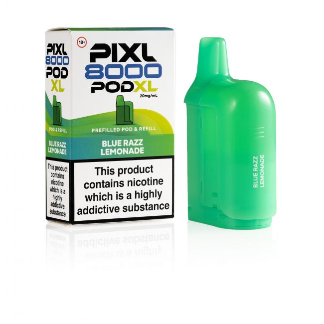 Pixl 8000 Blue Razz Lemonade pod and box