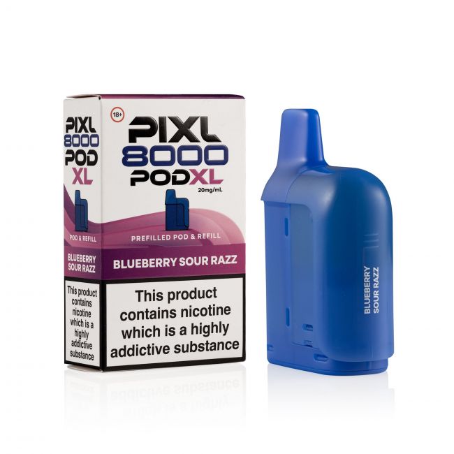Pixl 8000 Blueberry sour Razz pod and box