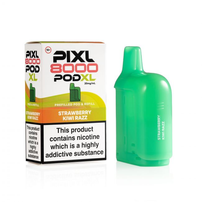 Pixl 8000 Strawberry Kiwi Razz pod and box