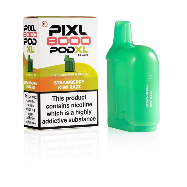 Pixl 8000 Strawberry Kiwi Razz pod and box
