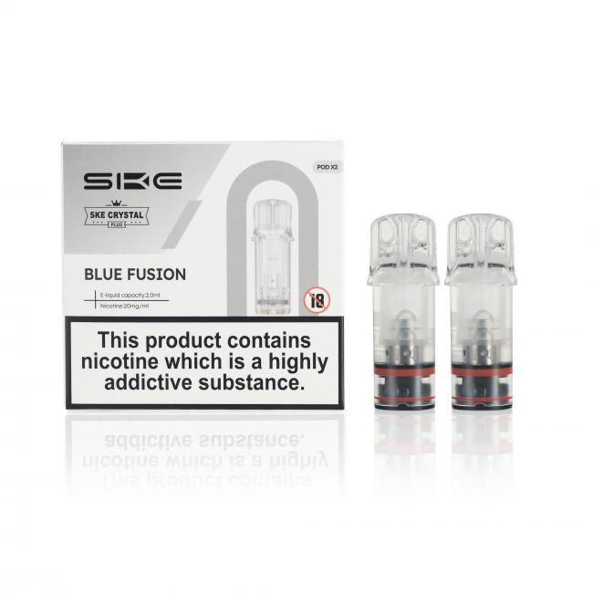 SKE Crystal Plus E-Liquid Pods and box Blue Fusion