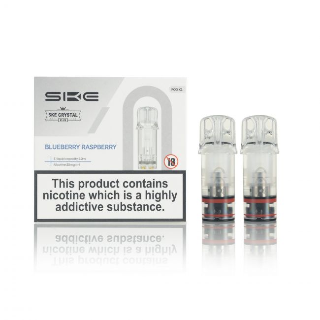 SKE Crystal Plus E-Liquid Pods and box Blueberry Raspberry