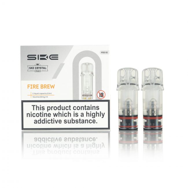 SKE Crystal Plus E-Liquid Pods and box Fire Brew