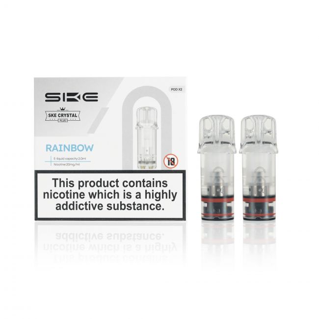 SKE Crystal Plus E-Liquid Pods and box Rainbow