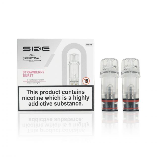 SKE Crystal Plus E-Liquid Pods and box Strawberry Burst