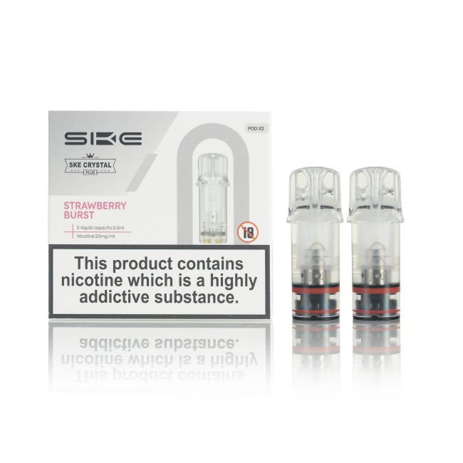 SKE Crystal Plus E-Liquid Pods and box Strawberry Burst
