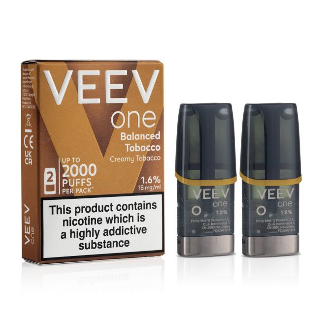 VEEV ONE Balanced Tobacco pods and box