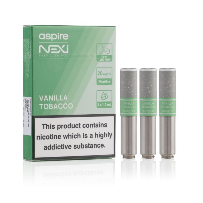 Vanilla Tobacco Nexi One Cartridges and box