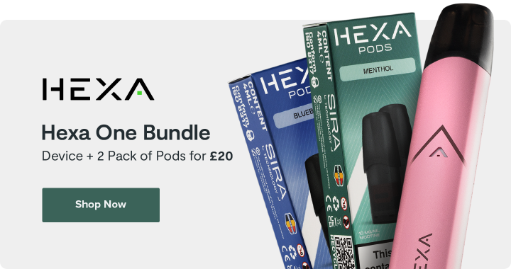 Hexa One Bundle. Device plus two packs of pods for £20