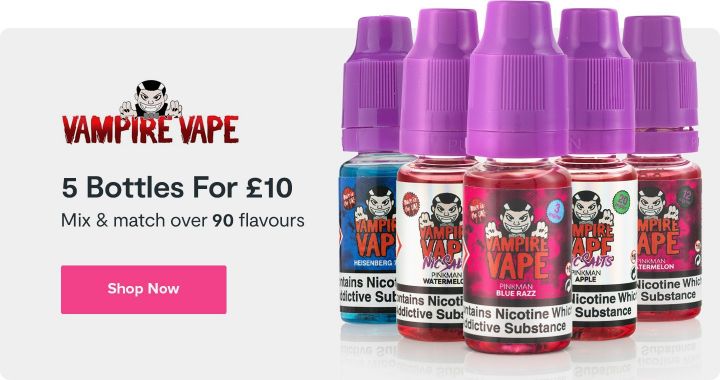 5 For £10 on Vampire Vape 10ml vape liquid