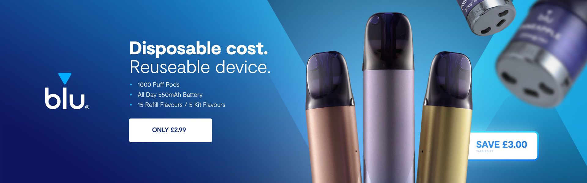 Blu Bar Kit: Disposable Cost, Reusable Device now only £2.99