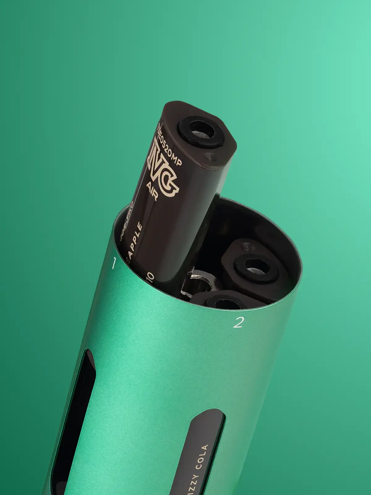 IVG Air 4-in-1 pre-filled pod kit in Green Edition, cropped to the top showing one of its 4 refill flavours peaking out of the top of the device.