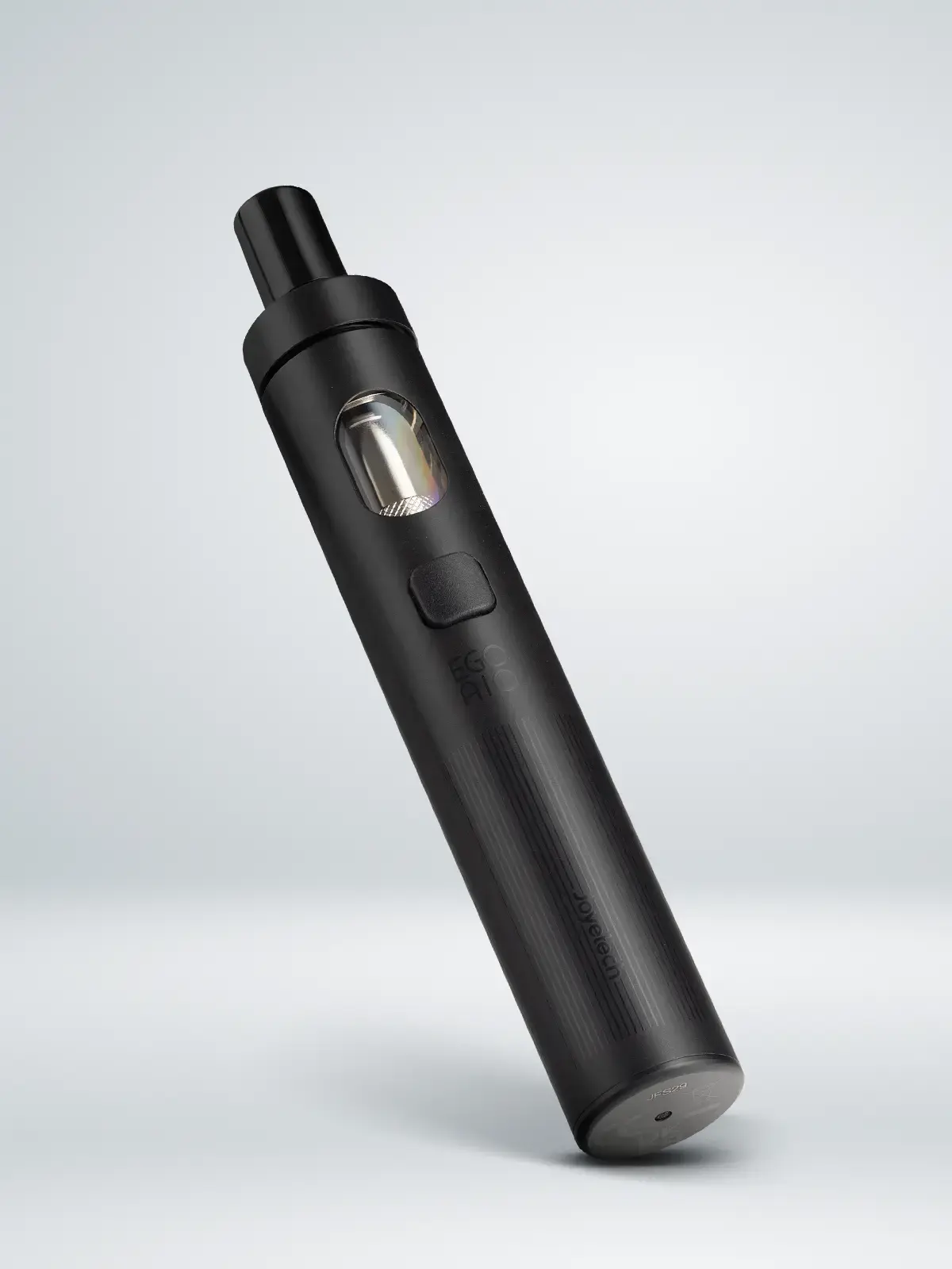 Joyetech eGo AIO 2 in Black, slightly leaning in front of a light background.