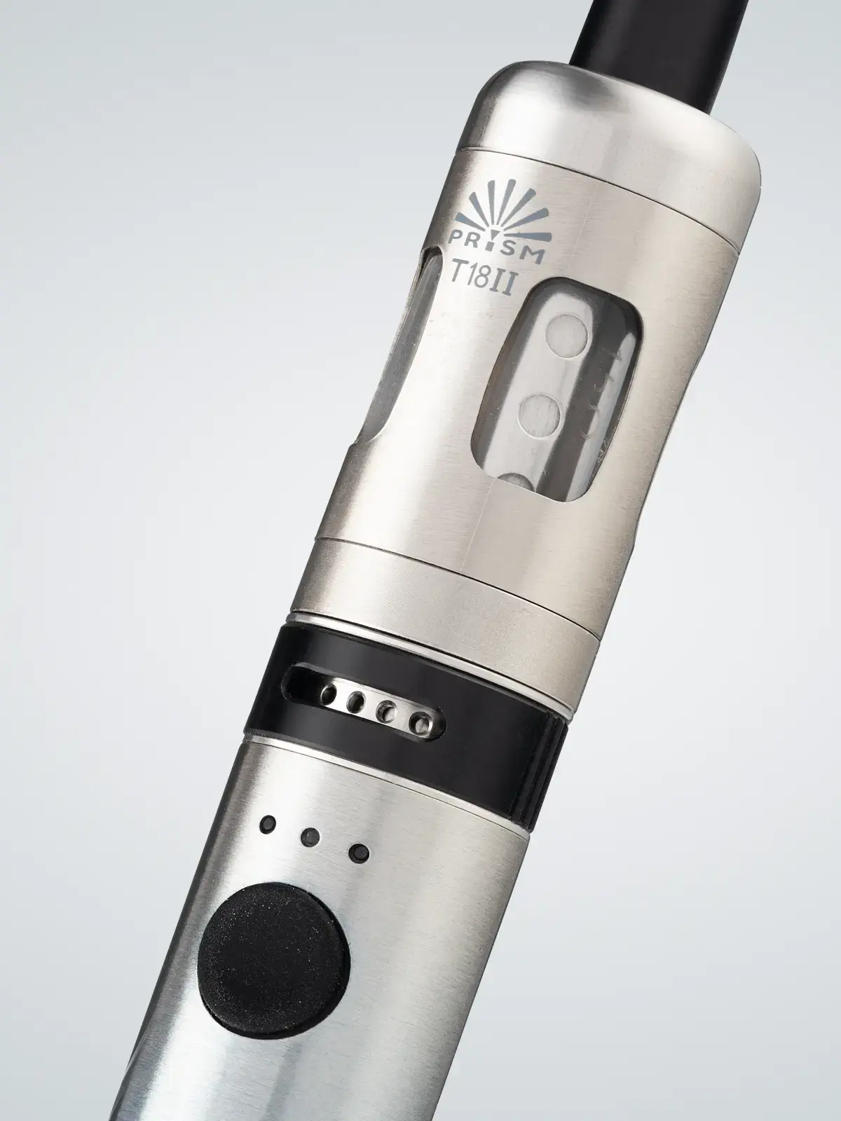 Innokin Endura T18 II in Silver, zoomed in to see the adjustable airflow control