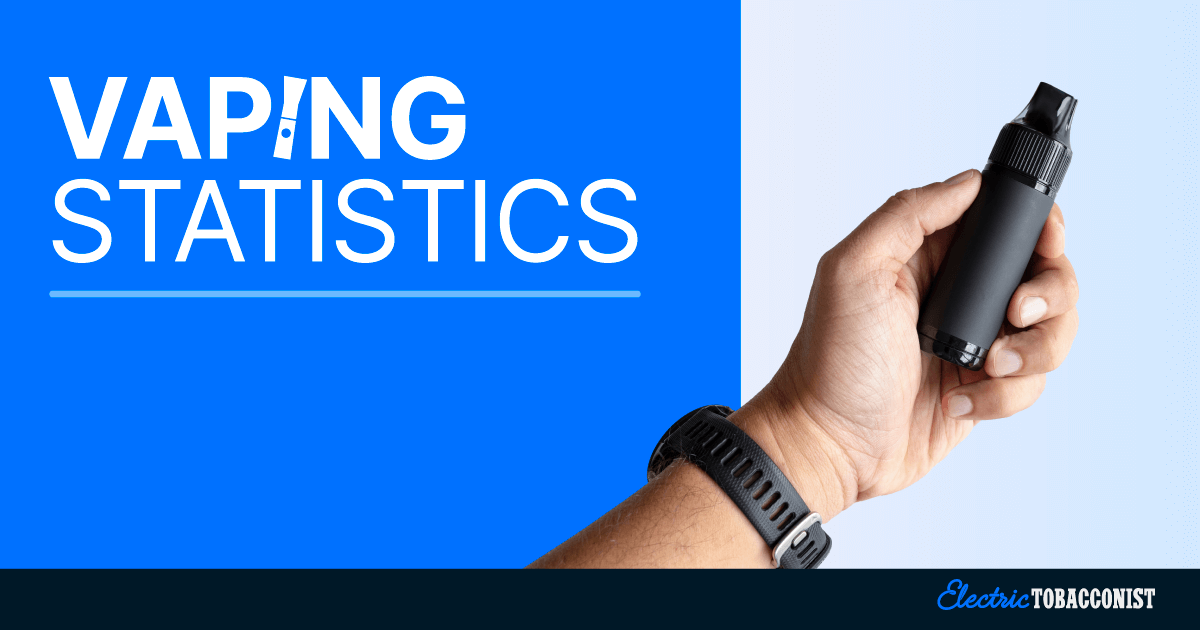 Vaping Statistics Header Image with male hand holding a vape