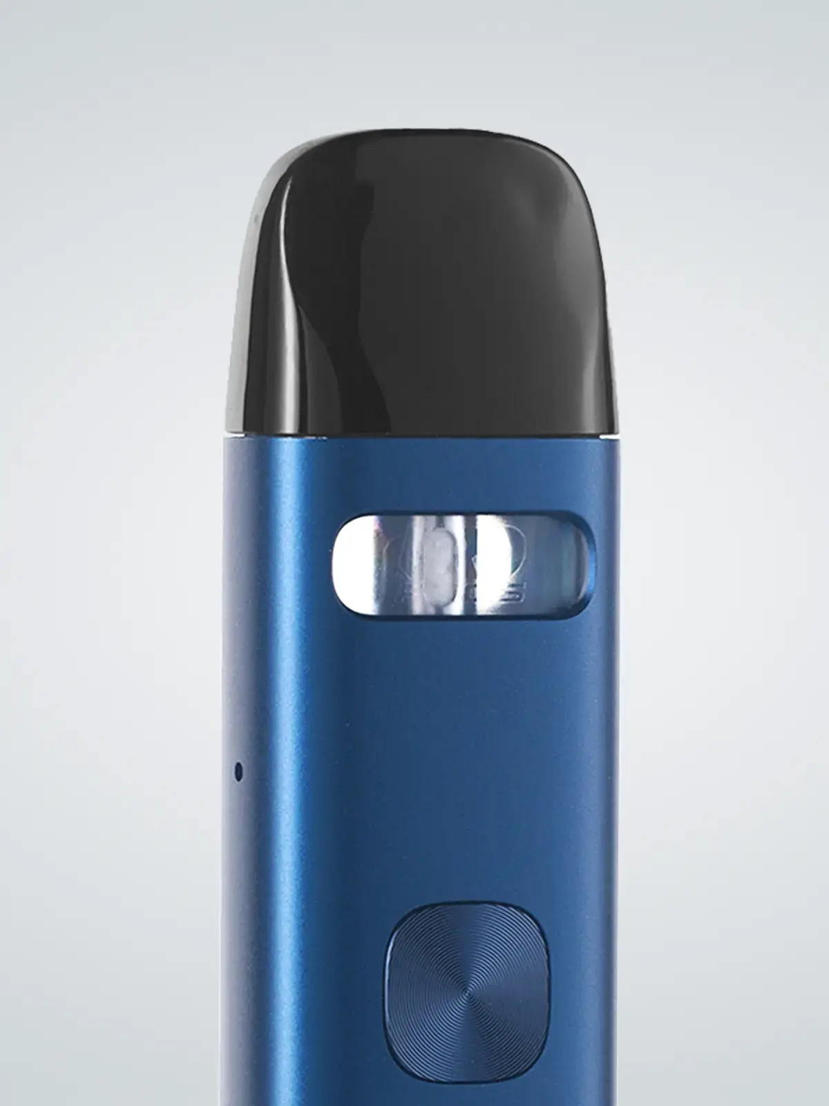 UWELL Caliburn G3 in Blue, zoomed in to the e-liquid level viewing window.