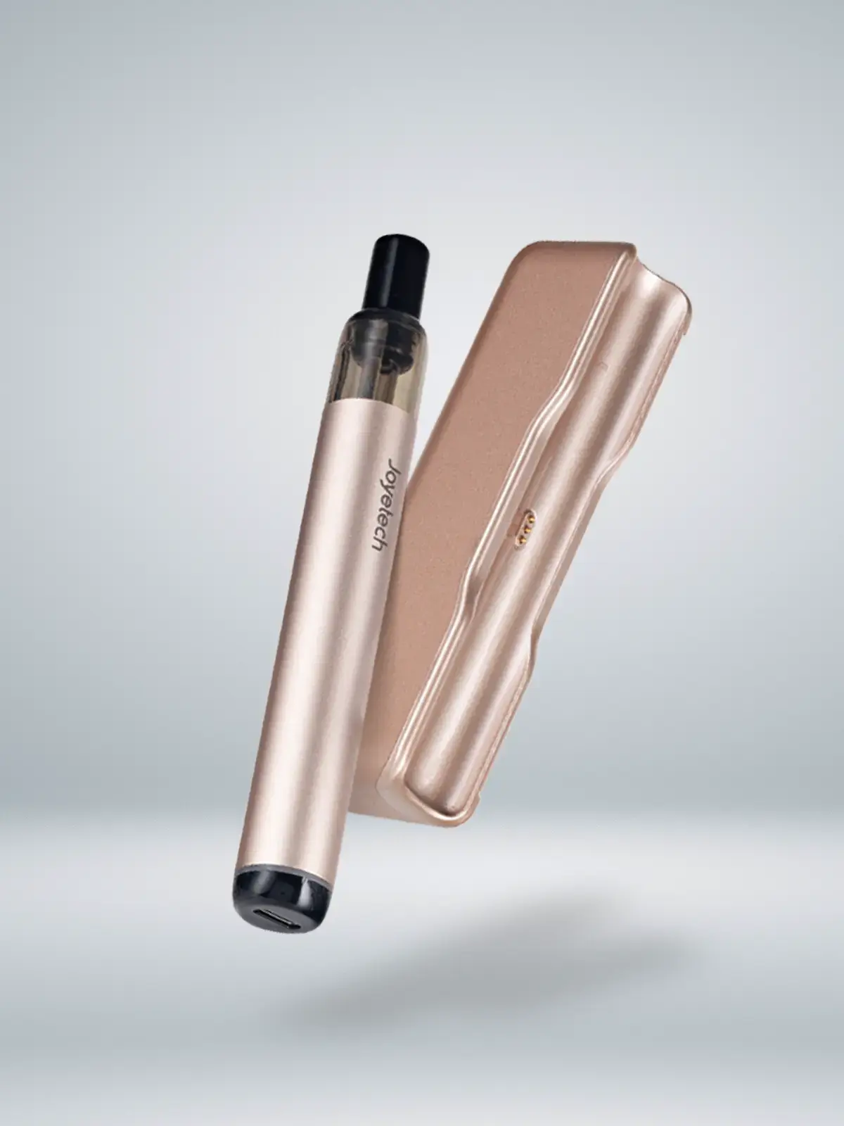 A Joyetech eRoll Slim Full Kit in Gold, floating in front of a light background