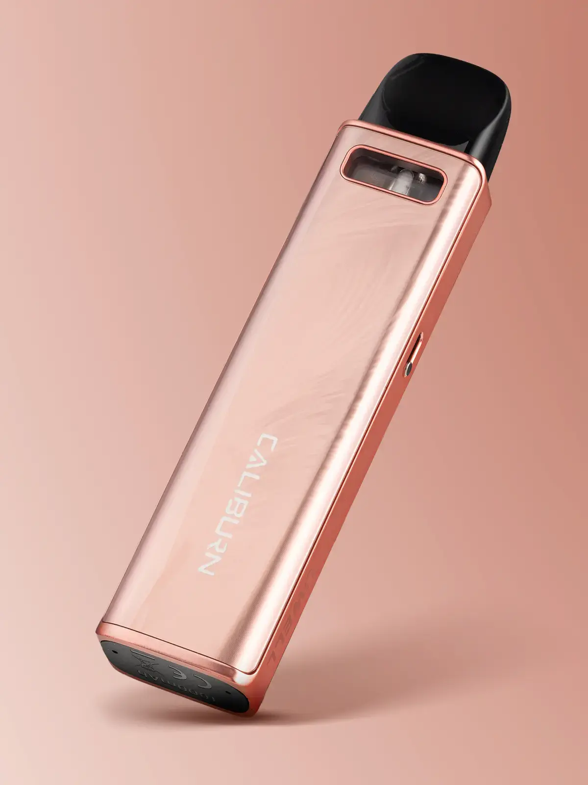 UWELL Caliburn G3 Pro device in Rose Gold, back side, leaning in front of a subtle pink background