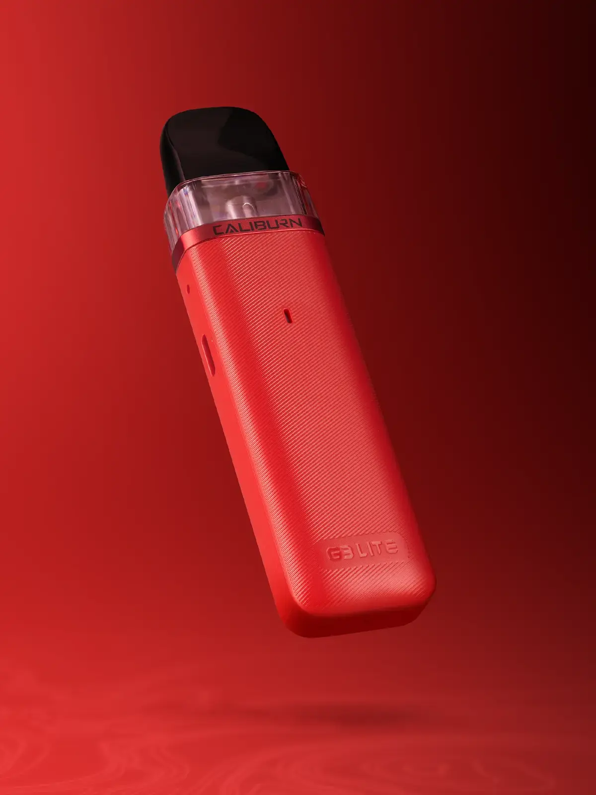 UWELL Caliburn G3 Lite in Chili colour, floating in front of a crimson red background.